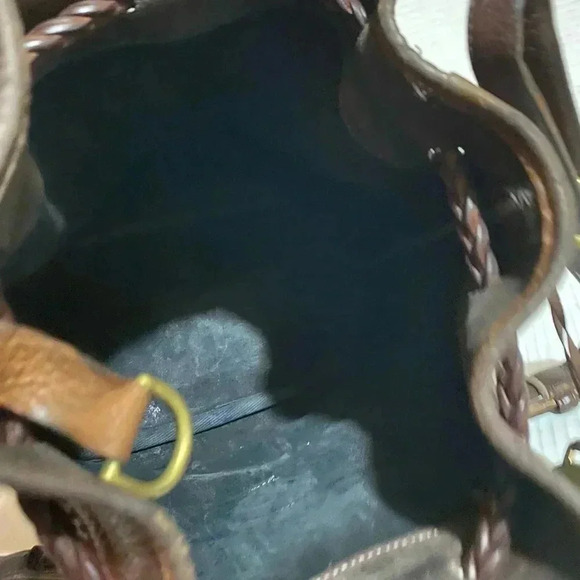 Dooney Bourke  vintage black brown leather bucket shoulder handbag - Picture 6 of 11